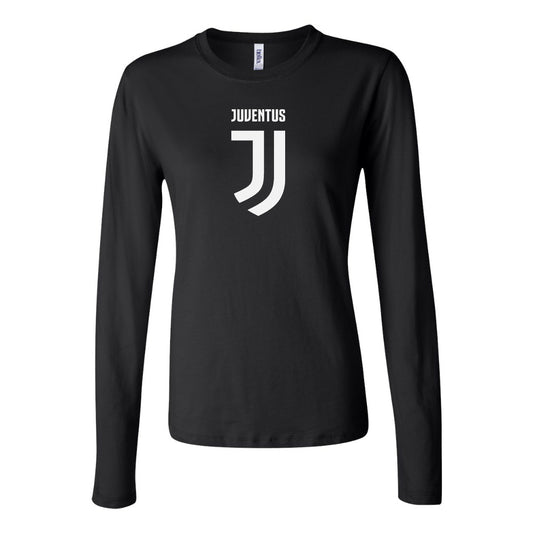 Women's Juventus Soccer Long Sleeve T-Shirt | Color: Black | Original artwork on Drive garment