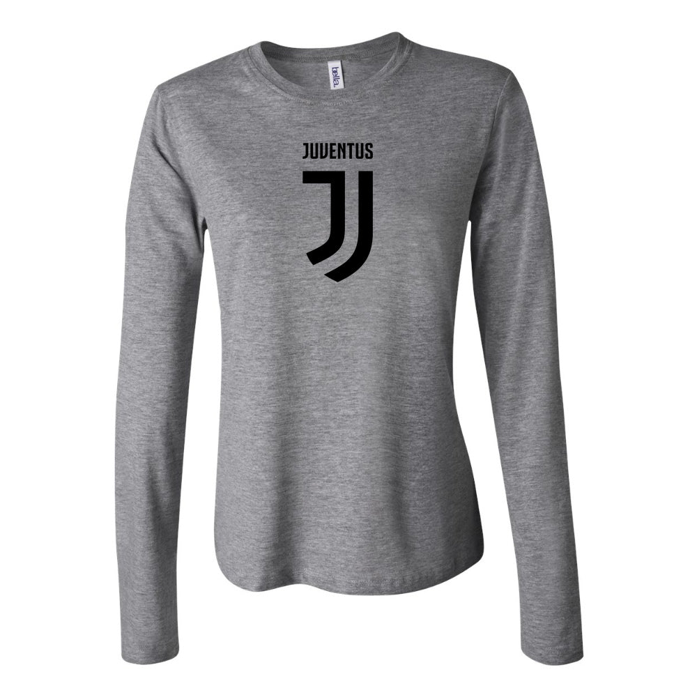 Women's Juventus Soccer Long Sleeve T-Shirt | Color: Grey | Original artwork on Drive garment