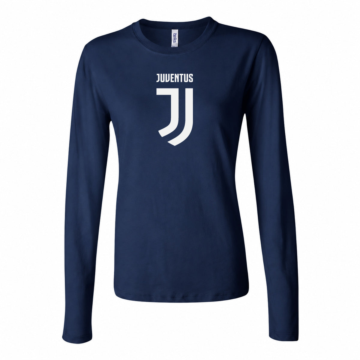 Women's Juventus Soccer Long Sleeve T-Shirt | Color: Navy | Original artwork on Drive garment