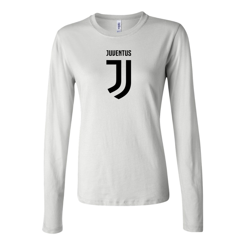 Women's Juventus Soccer Long Sleeve T-Shirt | Color: White | Original artwork on Drive garment