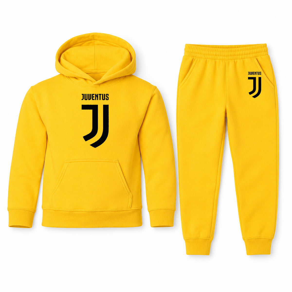 Juventus Soccer youth hoodie jogger set, Yellow, Youth Large ages 10–12