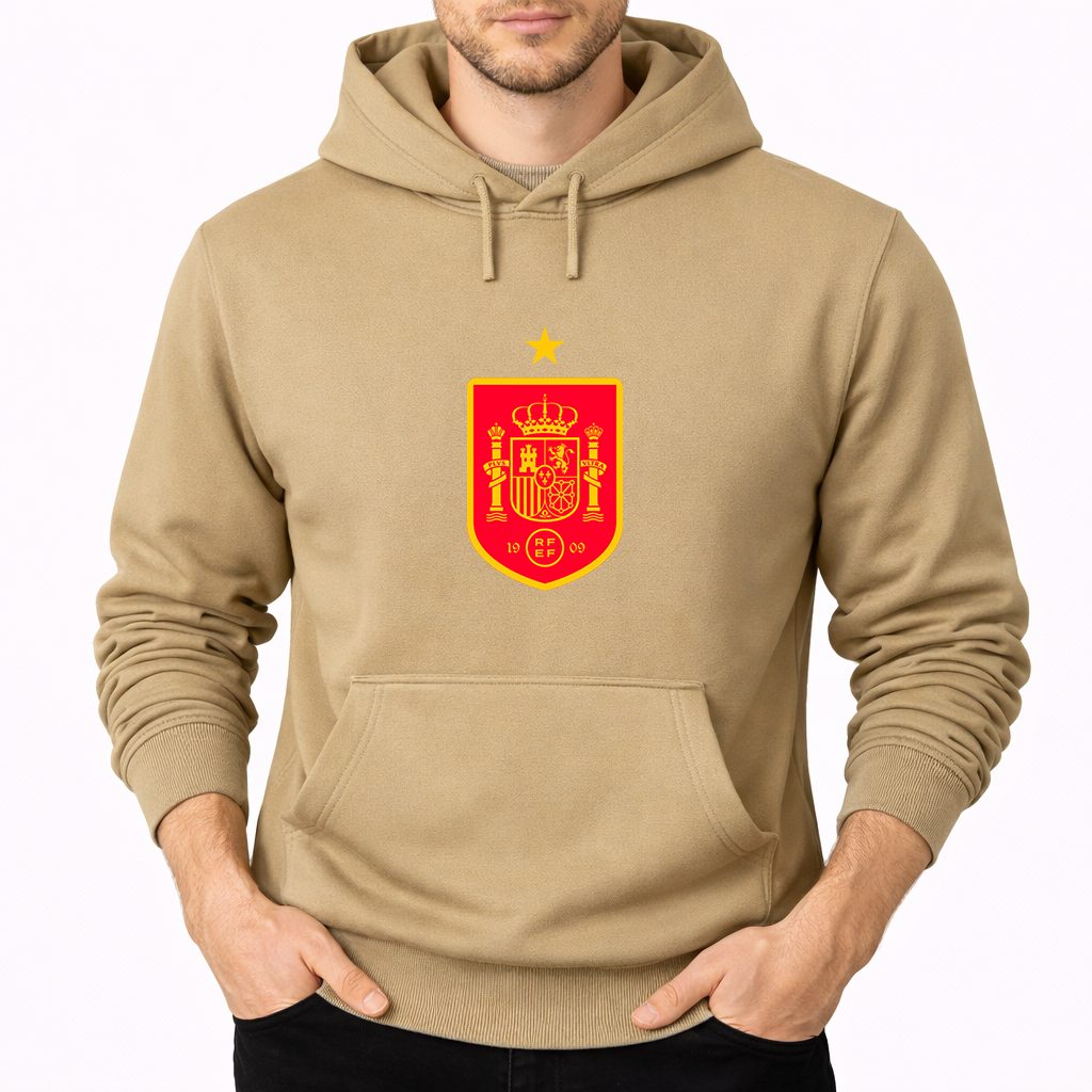 Men's Spain Red Logo National Soccer Team Pullover Hoodie