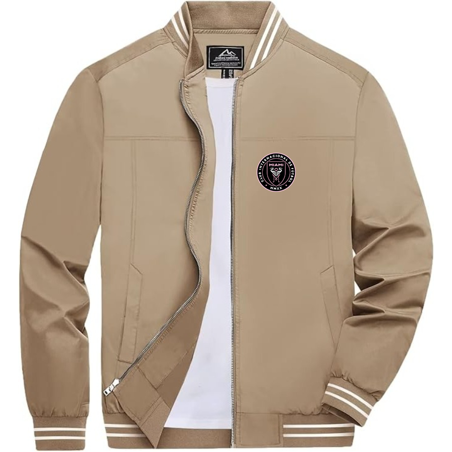 Men’s Inter Miami FC  - Lightweight Zip-Up Bomber Jacket with Ribbed Collar and Cuffs - Versatile Casual Outerwear