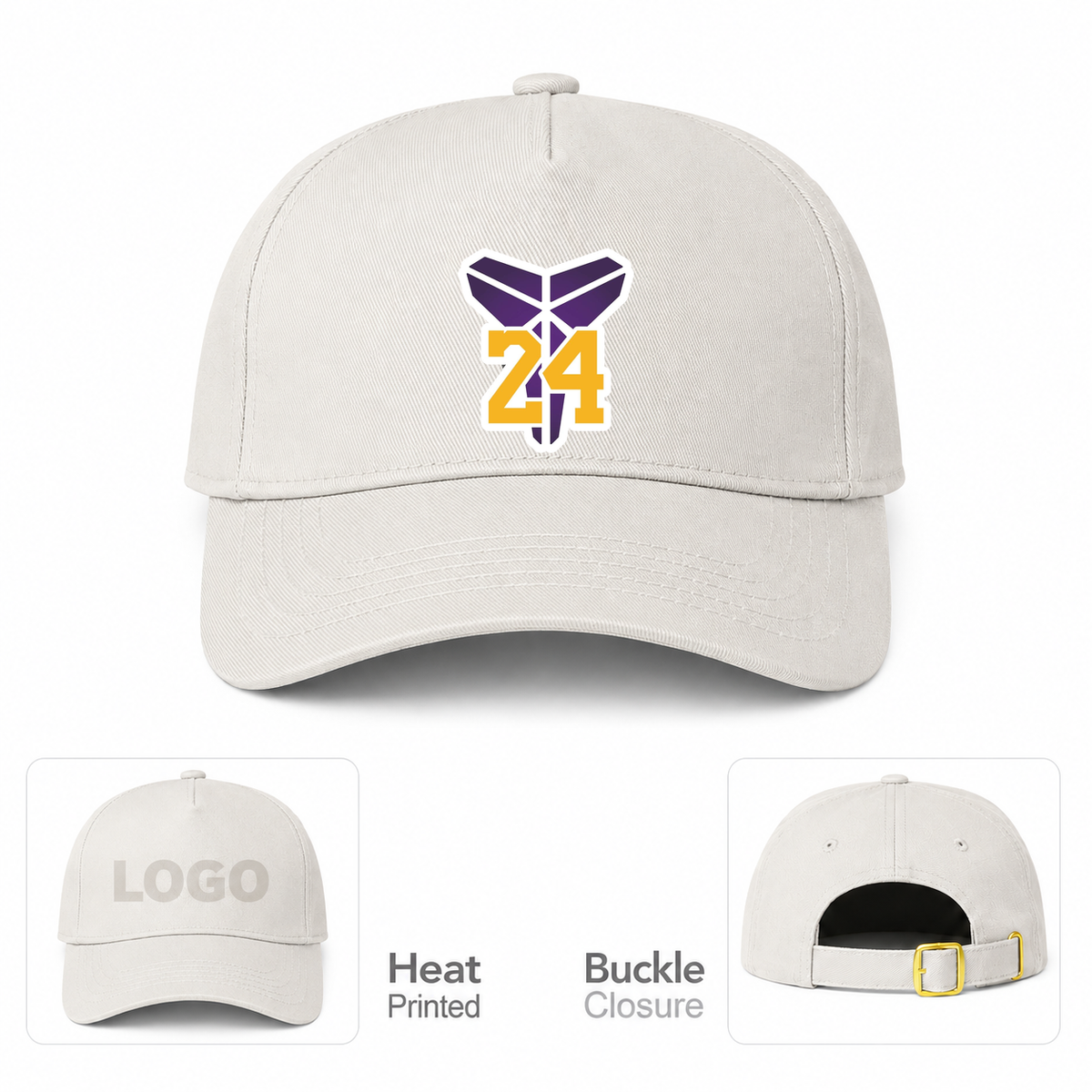 Kobe Bryant Mamba 24 Dad Baseball Cap Hat | Color: Beige | Original artwork on Drive garment