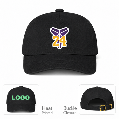 Kobe Bryant Mamba 24 Dad Baseball Cap Hat | Color: Black | Original artwork on Drive garment