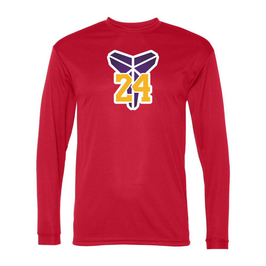 Men's Kobe Bryant Mamba 24 Performance Long Sleeve T-Shirt | Color: Red | Original artwork on Drive garment