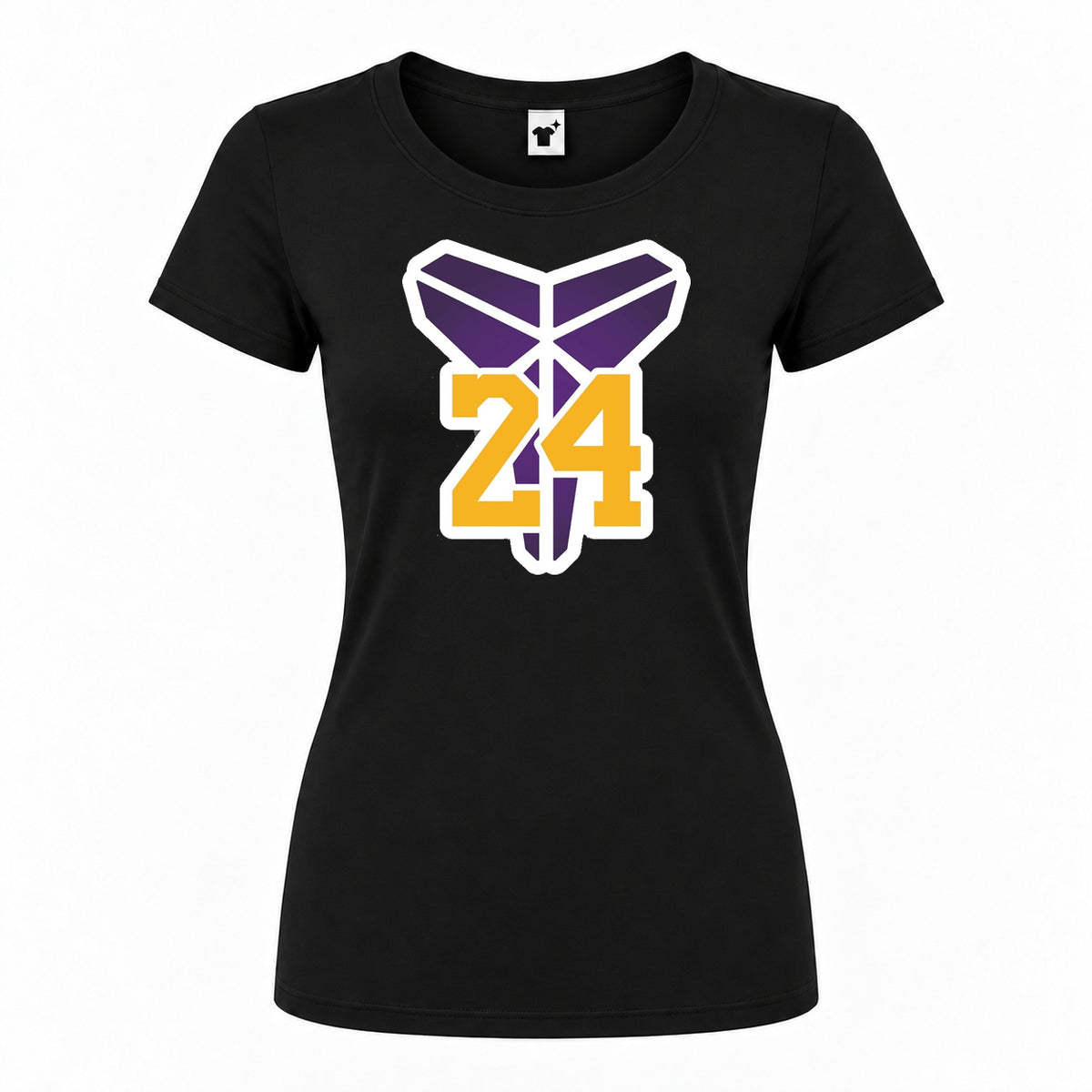 Women's Kobe Bryant Mamba 24 Round Neck T-Shirt — Black — original logo on current Drive garment
