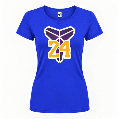 Women's Kobe Bryant Mamba 24 Round Neck T-Shirt — Royal Blue — original logo on current Drive garment