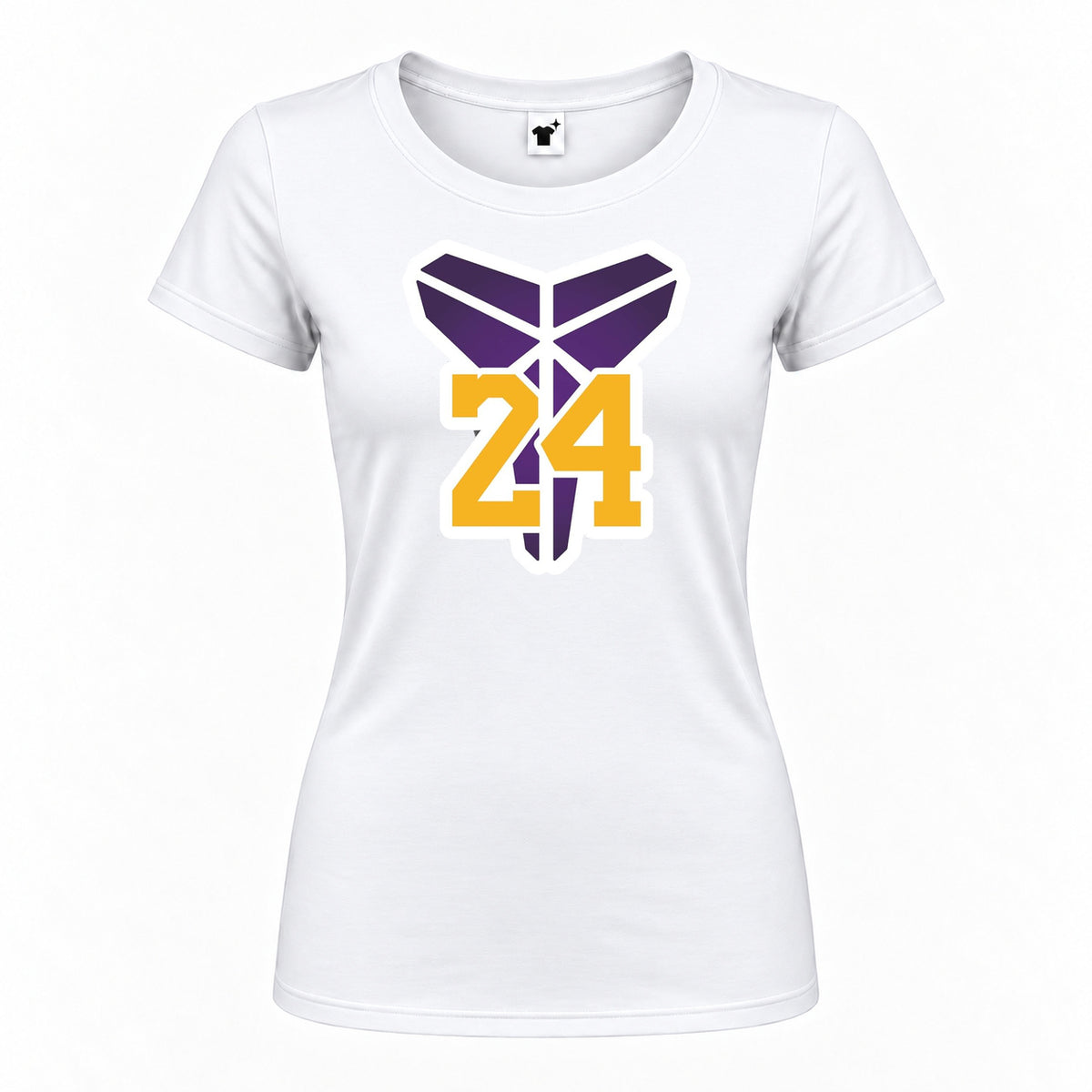 Women's Kobe Bryant Mamba 24 Round Neck T-Shirt — White — original logo on current Drive garment