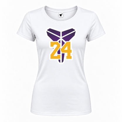 Women's Kobe Bryant Mamba 24 Round Neck T-Shirt — White — original logo on current Drive garment