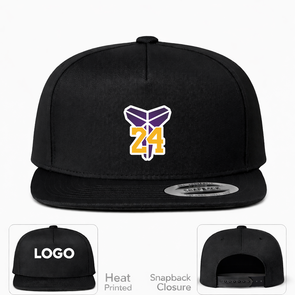 Kobe Bryant Mamba 24 Snapback Hat | Color: Black | Original artwork on Drive garment