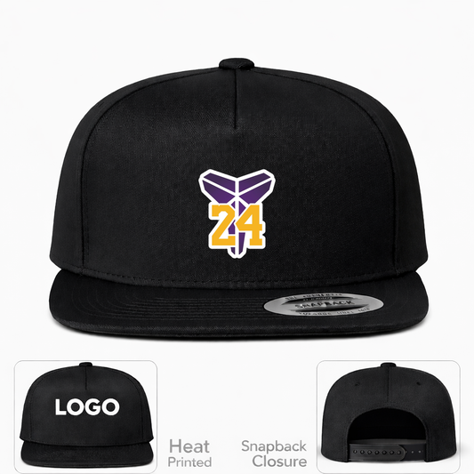 Kobe Bryant Mamba 24 Snapback Hat | Color: Black | Original artwork on Drive garment