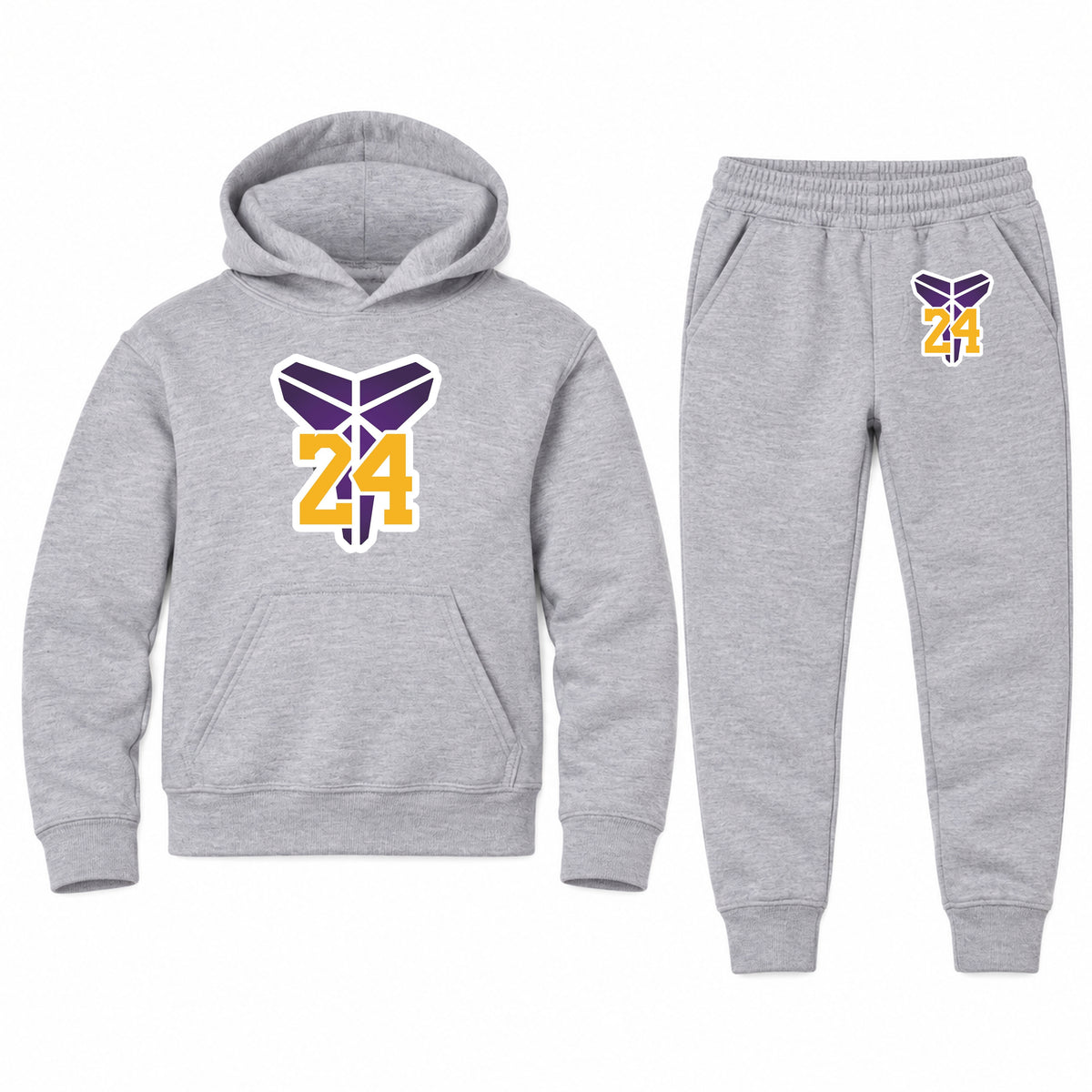 Kobe Bryant Mamba 24 youth hoodie jogger set, Sports Grey, Youth Large ages 10–12