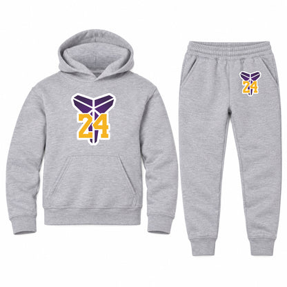 Kobe Bryant Mamba 24 youth hoodie jogger set, Sports Grey, Youth Large ages 10–12