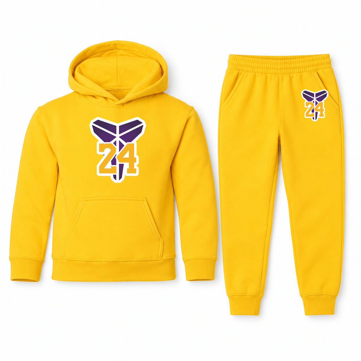 Kobe Bryant Mamba 24 youth hoodie jogger set, Yellow, Youth Large ages 10–12