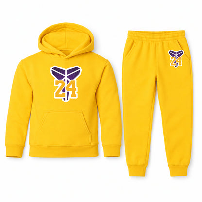 Kobe Bryant Mamba 24 youth hoodie jogger set, Yellow, Youth Large ages 10–12