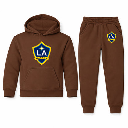 LA Galaxy FC youth hoodie jogger set, Brown, Youth Large ages 10–12