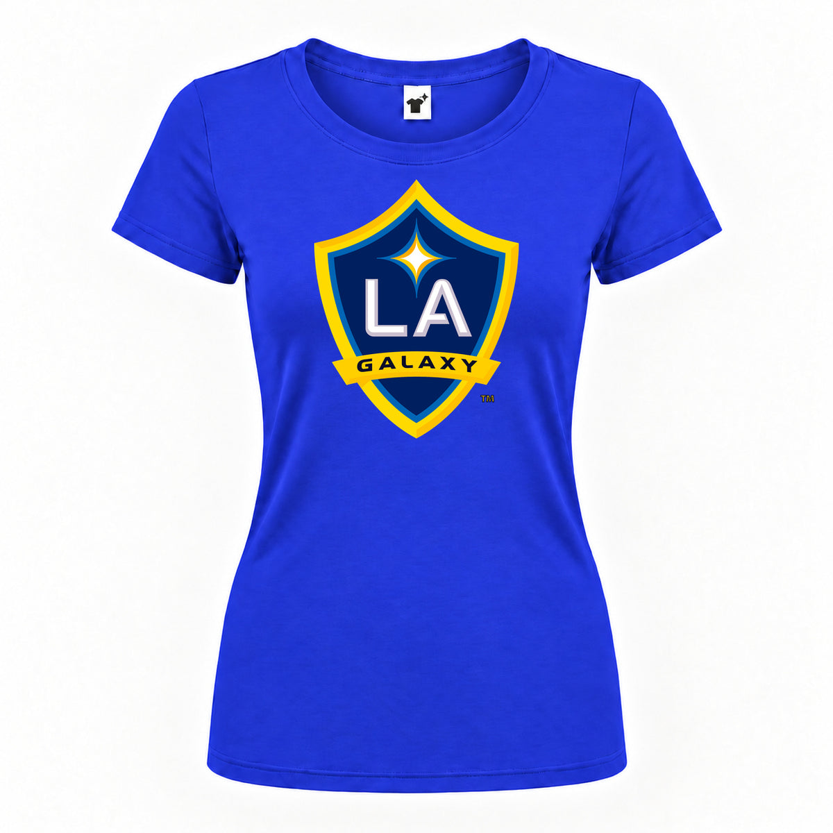 Women's LA Galaxy FC Round Neck T-Shirt — Royal Blue — original logo on current Drive garment