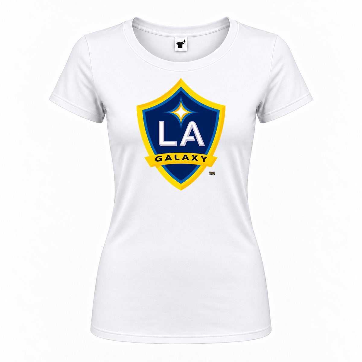 Women's LA Galaxy FC Round Neck T-Shirt — White — original logo on current Drive garment