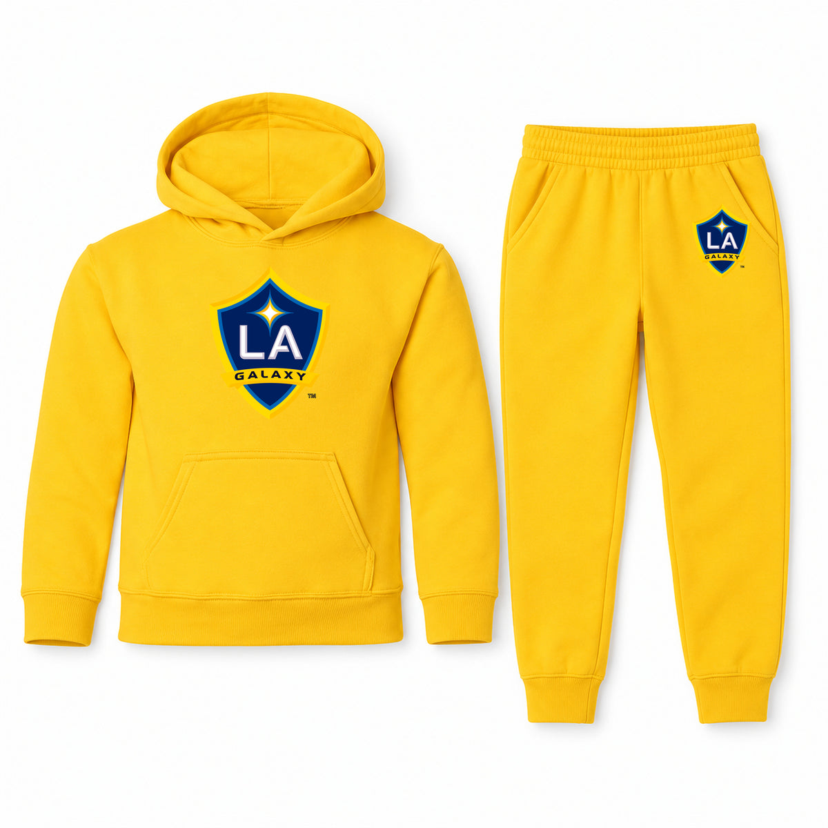 LA Galaxy FC youth hoodie jogger set, Yellow, Youth Large ages 10–12
