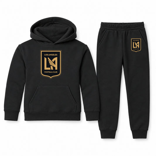 LAFC Los Angeles Football Club youth hoodie jogger set, Black, Youth Large ages 10–12