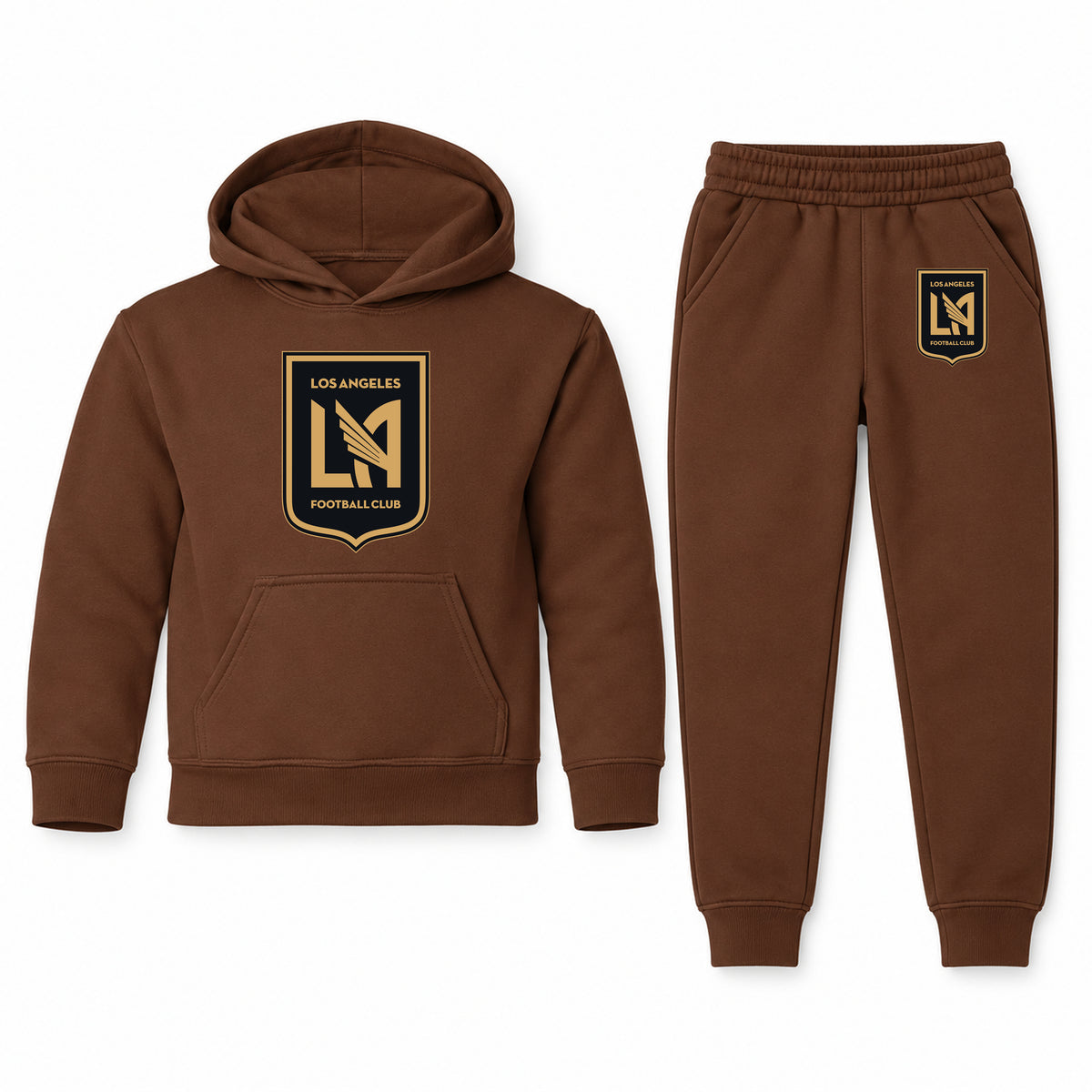 LAFC Los Angeles Football Club youth hoodie jogger set, Brown, Youth Large ages 10–12