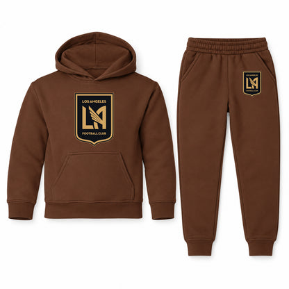 LAFC Los Angeles Football Club youth hoodie jogger set, Brown, Youth Large ages 10–12