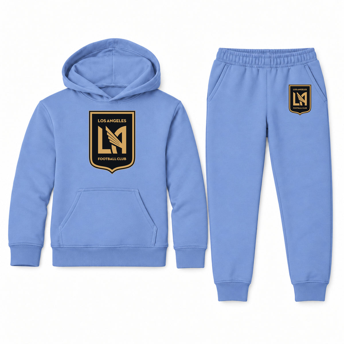 LAFC Los Angeles Football Club youth hoodie jogger set, Carolina Blue, Youth Large ages 10–12