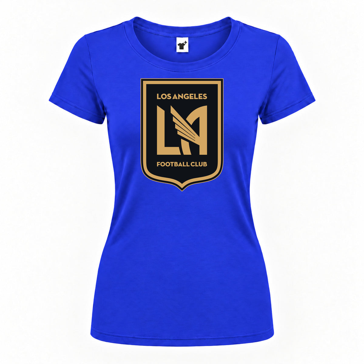Women's LAFC Los Angeles Football Club Round Neck T-Shirt — Royal Blue — original logo on current Drive garment