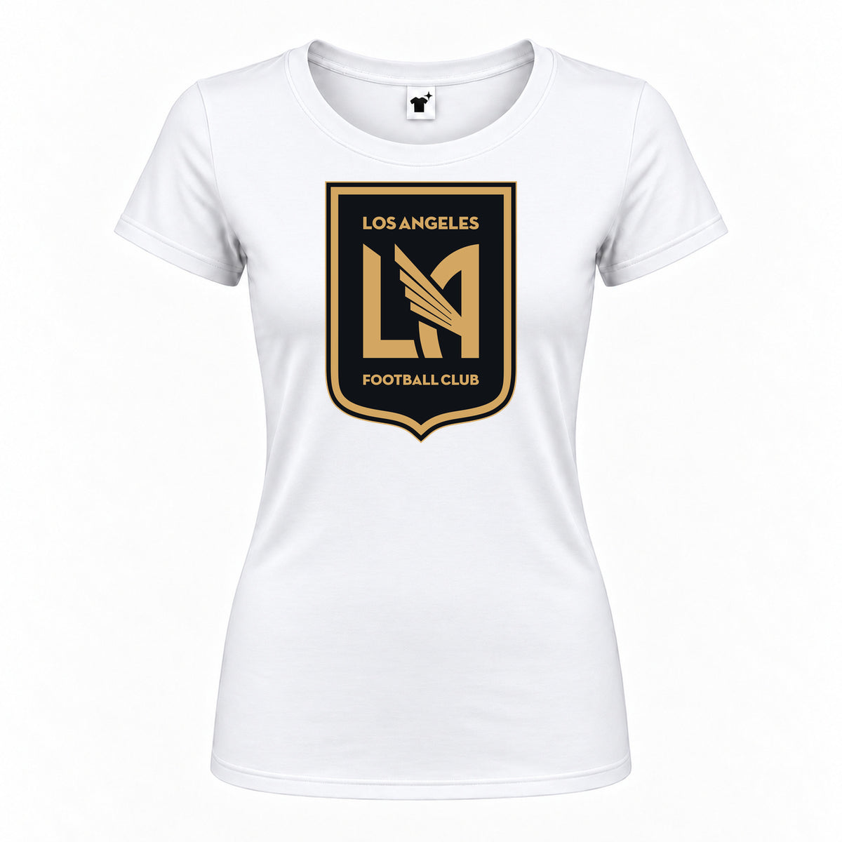 Women's LAFC Los Angeles Football Club Round Neck T-Shirt — White — original logo on current Drive garment