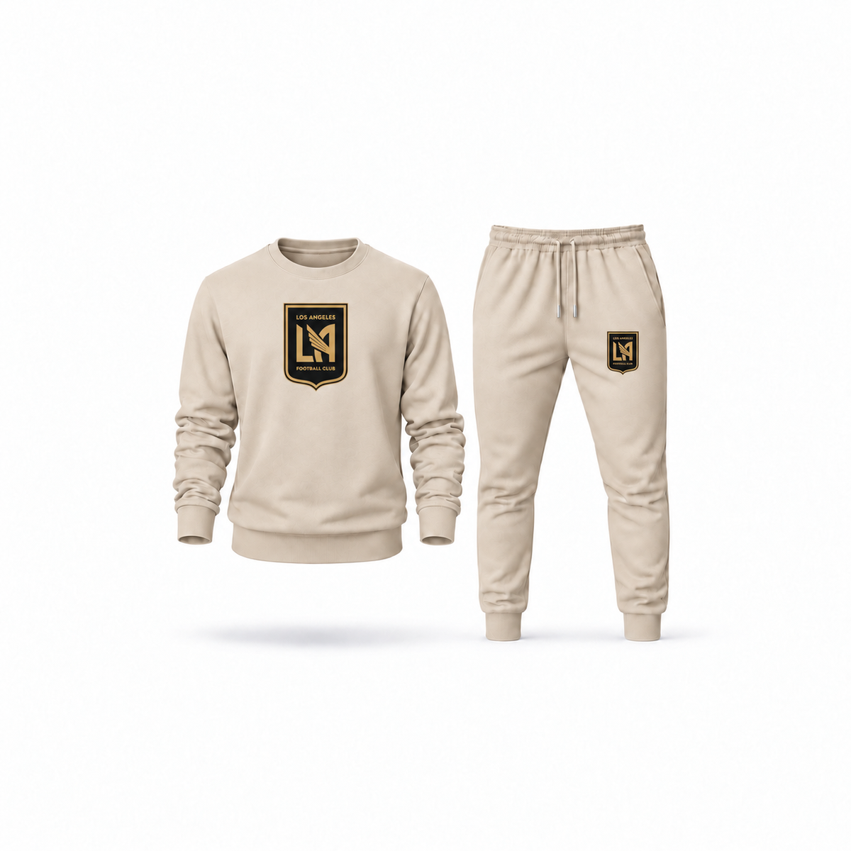 Men's LAFC Los Angeles Football Club Sweatshirt Joggers Set | Color: Tan | Main