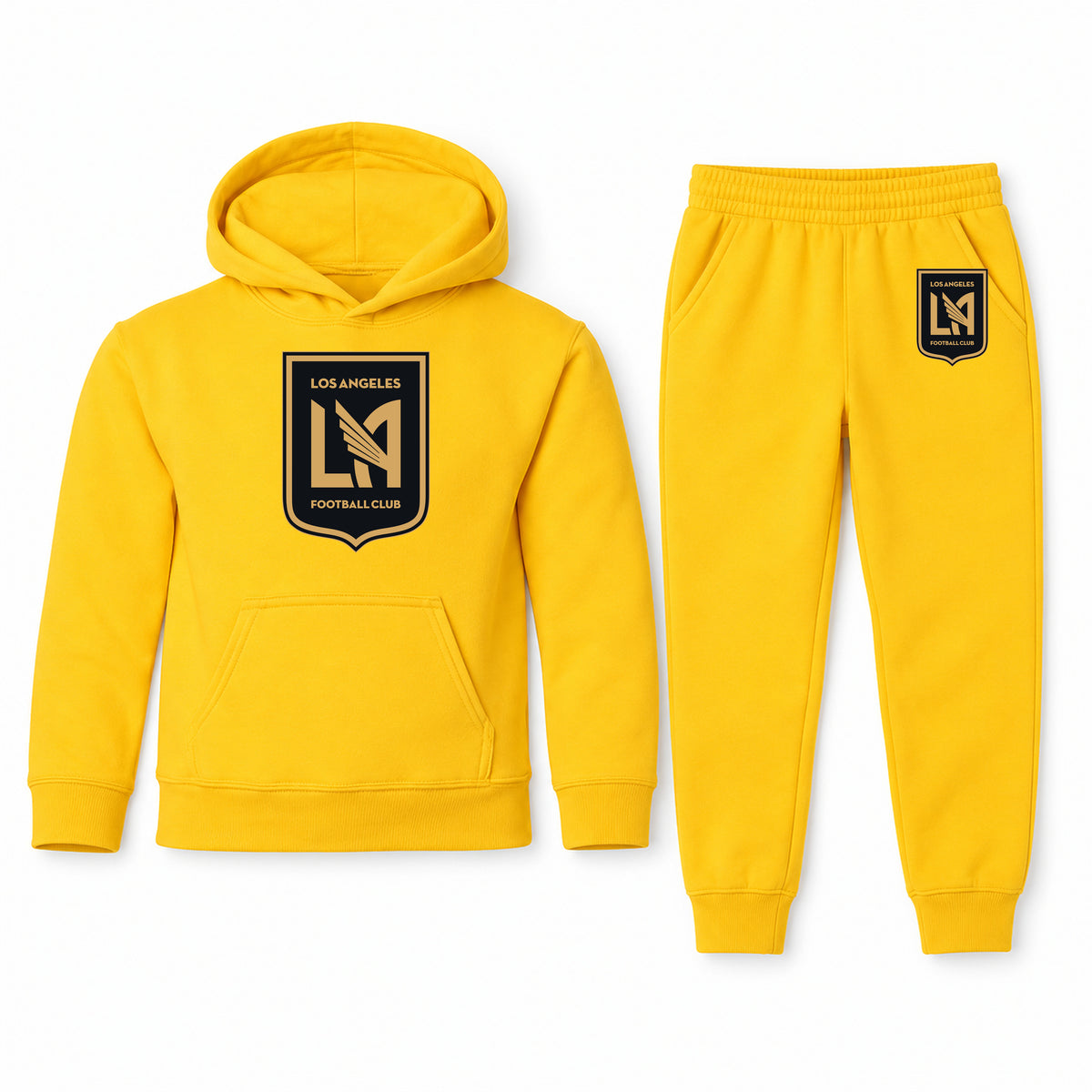 LAFC Los Angeles Football Club youth hoodie jogger set, Yellow, Youth Large ages 10–12