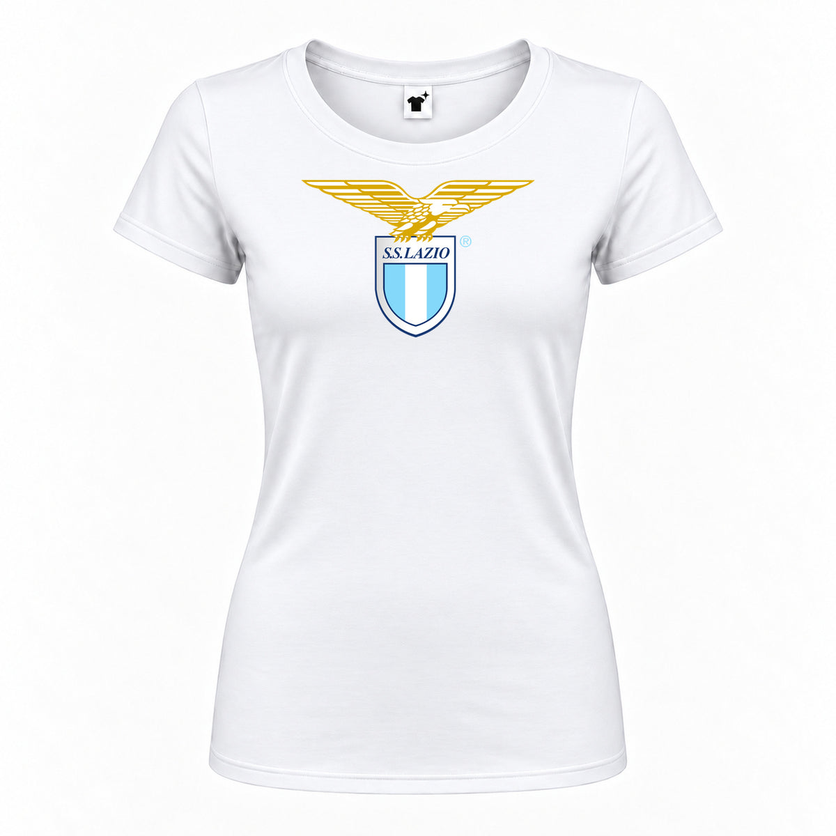 Women's Lazio FC Round Neck T-Shirt — White — original logo on current Drive garment