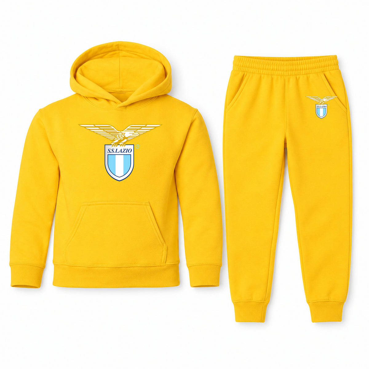 Lazio FC youth hoodie jogger set, Yellow, Youth Large ages 10–12