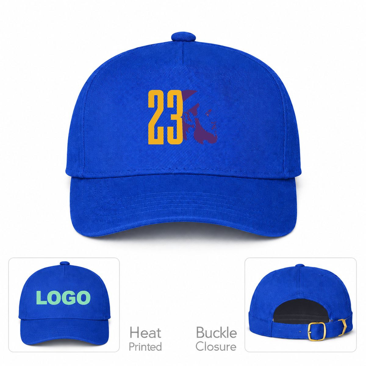 Lebron James 23 Dad Baseball Cap Hat | Color: Blue | Original artwork on Drive garment