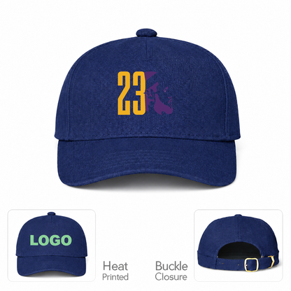 Lebron James 23 Dad Baseball Cap Hat | Color: Navy | Original artwork on Drive garment