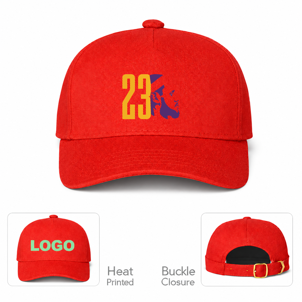 Lebron James 23 Dad Baseball Cap Hat | Color: Red | Original artwork on Drive garment