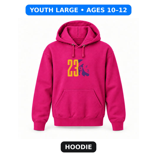 Lebron James 23 - Youth Large Hoodie (Ages 10–12) | Color: Hot Pink