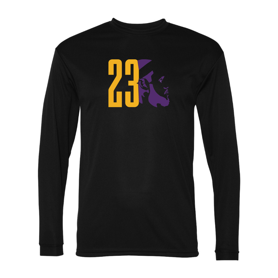 Men's Lebron James 23 Performance Long Sleeve T-Shirt | Color: Black | Original artwork on Drive garment