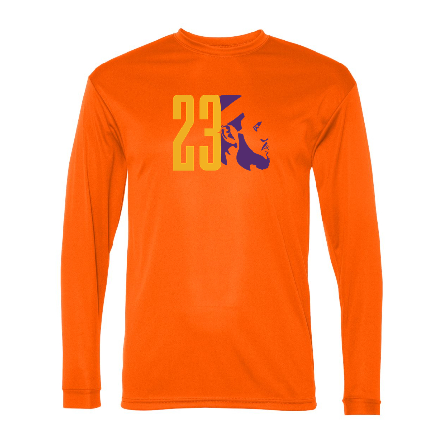 Men's Lebron James 23 Performance Long Sleeve T-Shirt | Color: Orange | Original artwork on Drive garment