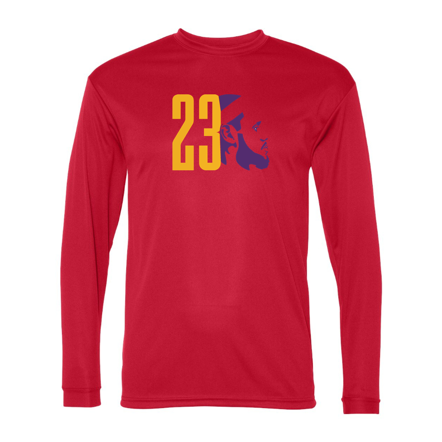 Men's Lebron James 23 Performance Long Sleeve T-Shirt | Color: Red | Original artwork on Drive garment