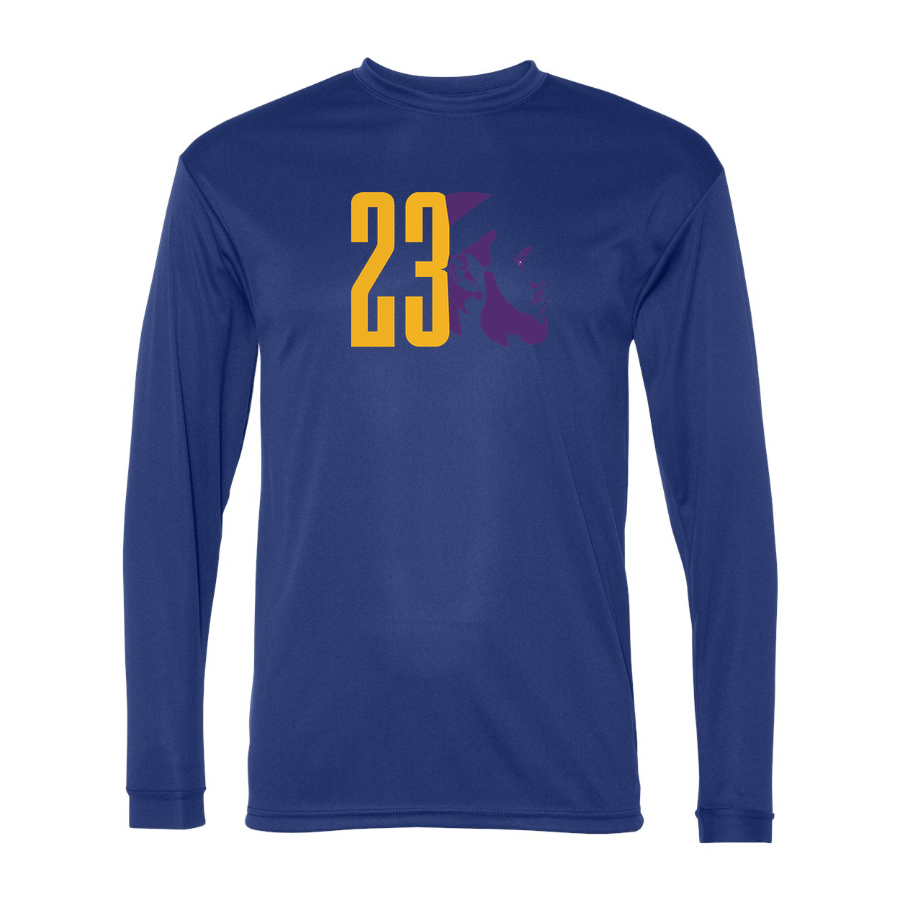 Men's Lebron James 23 Performance Long Sleeve T-Shirt | Color: Royal | Original artwork on Drive garment