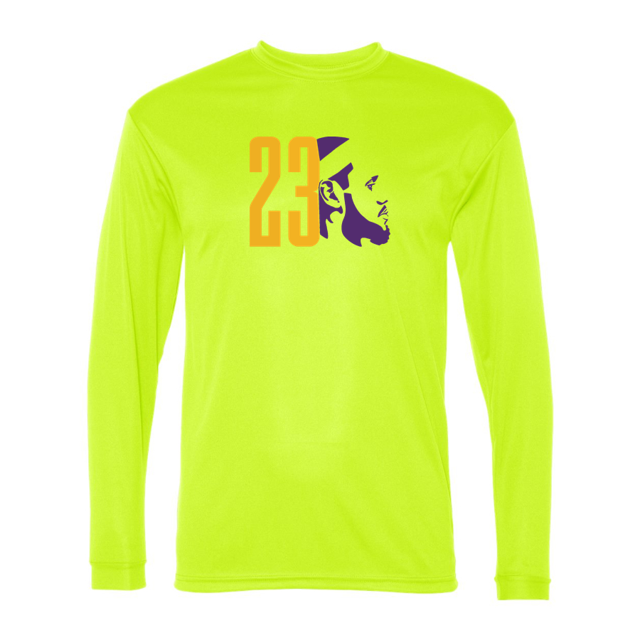 Men's Lebron James 23 Performance Long Sleeve T-Shirt | Color: Safety Yellow | Original artwork on Drive garment