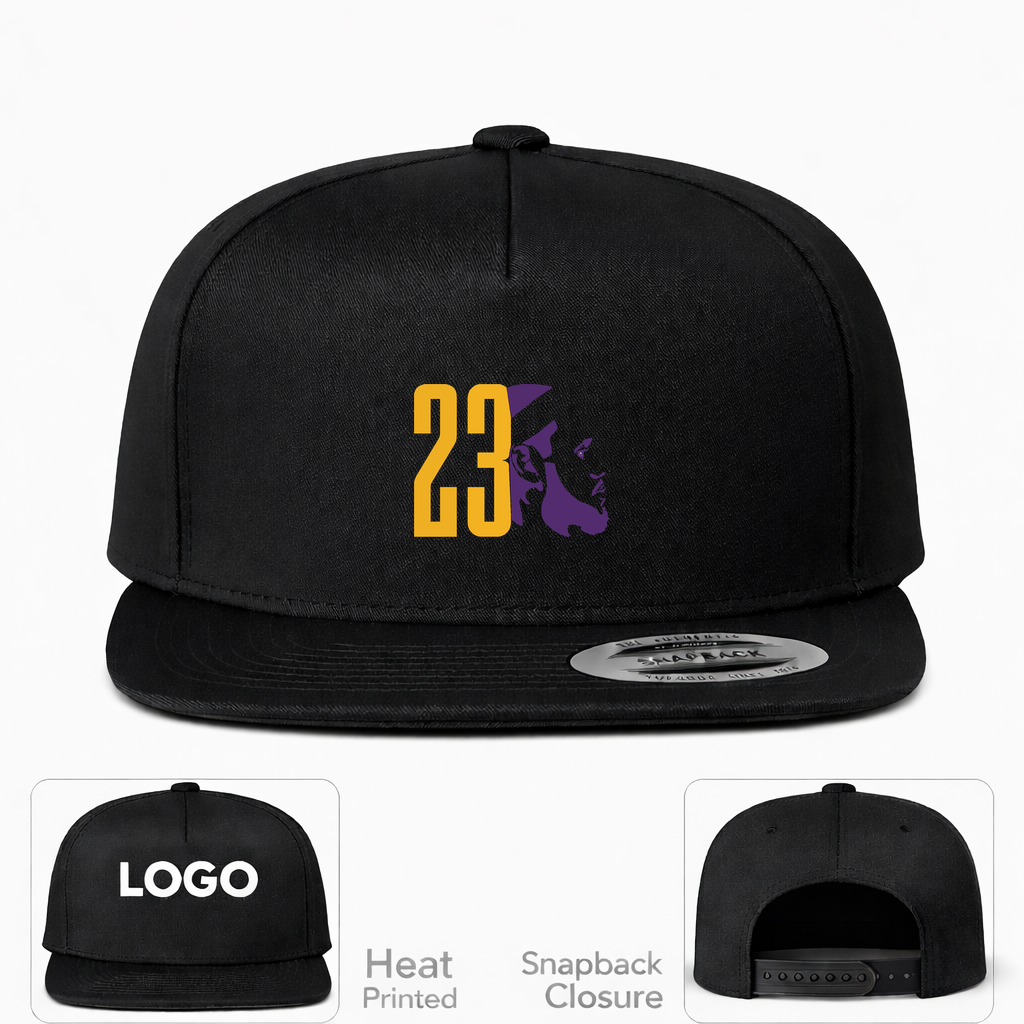 Lebron James 23 Snapback Hat | Color: Black | Original artwork on Drive garment