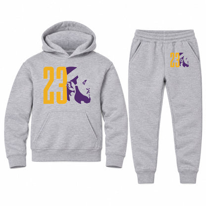 Lebron James 23 youth hoodie jogger set, Sports Grey, Youth Large ages 10–12