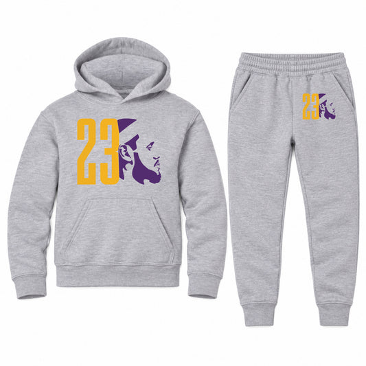 Lebron James 23 youth hoodie jogger set, Sports Grey, Youth Large ages 10–12