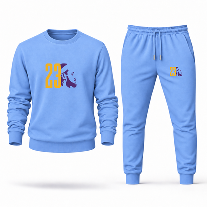 Men's Lebron James 23 Sweatshirt Joggers Set | Color: Carolina Blue | Original artwork on Drive garment