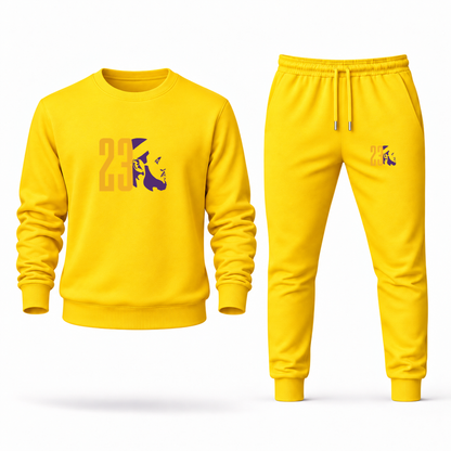 Men's Lebron James 23 Sweatshirt Joggers Set | Color: Yellow | Original artwork on Drive garment