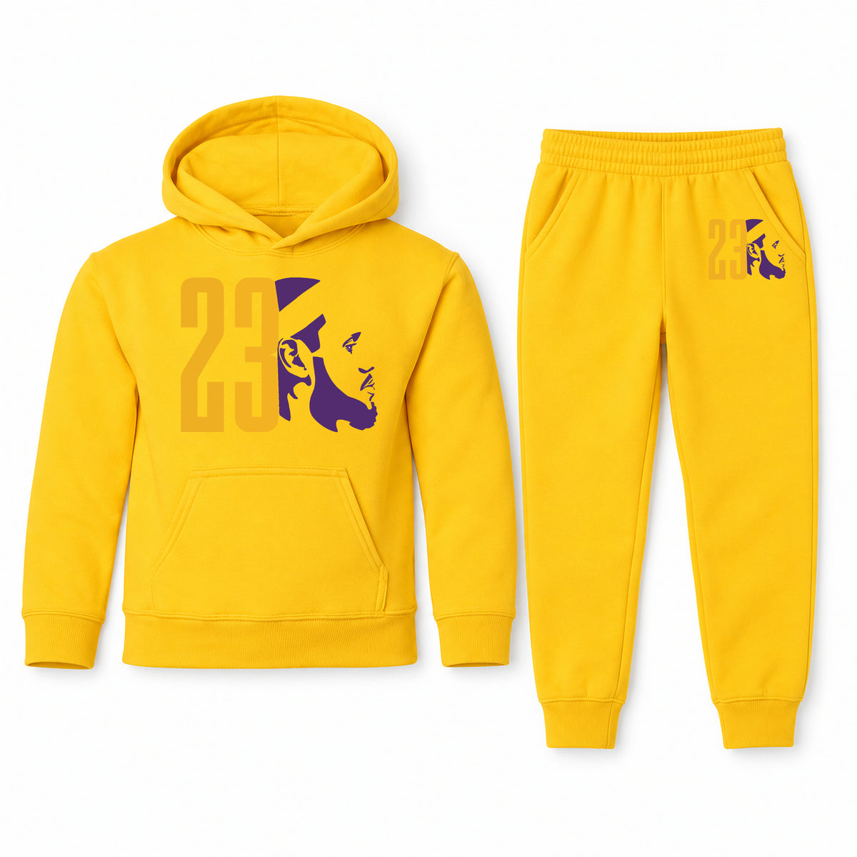 Lebron James 23 youth hoodie jogger set, Yellow, Youth Large ages 10–12