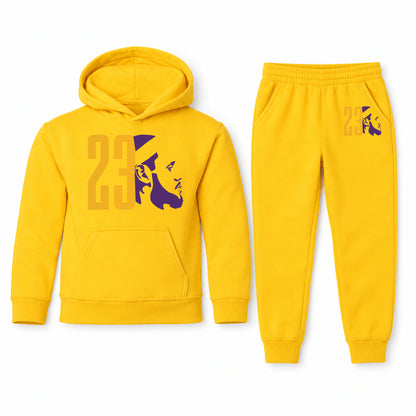 Lebron James 23 youth hoodie jogger set, Yellow, Youth Large ages 10–12